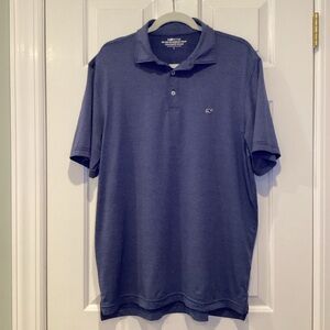 Vineyard Vines Men’s Golf Shirt On-the-Go Sankaty Navy/White Stripes - Large